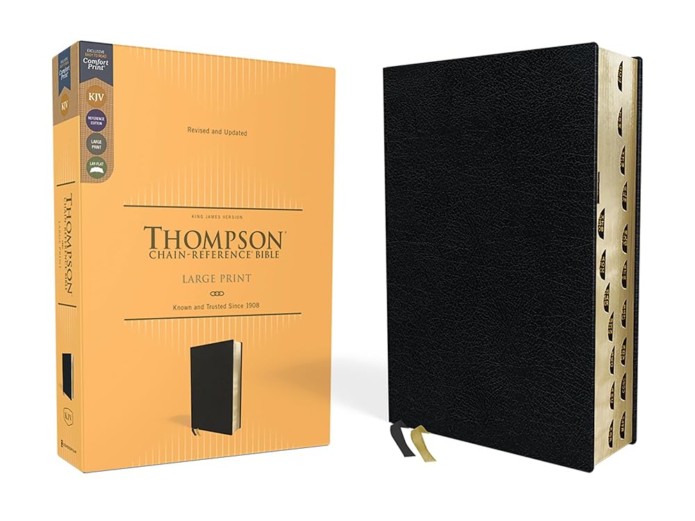KJV, Thompson Chain-Reference Bible, Large Print, Bonded Leather, Black, Red Letter, Thumb Indexed, Comfort Print cover image
