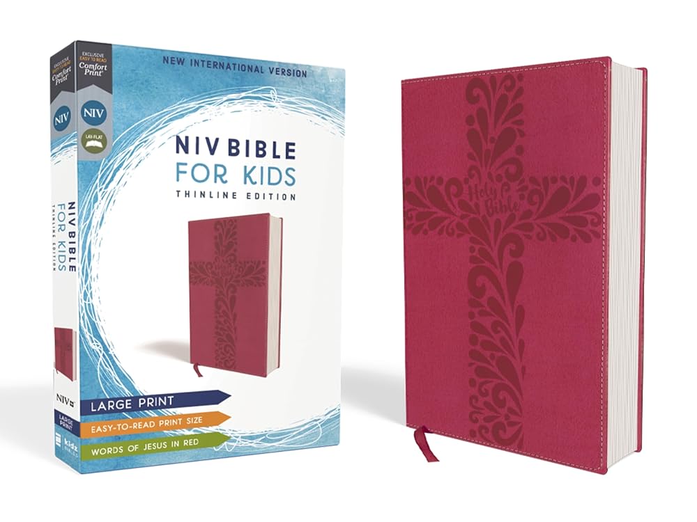 NIV, Bible for Kids, Large Print, Leathersoft, Pink, Red Letter, Comfort Print: Thinline Edition cover image