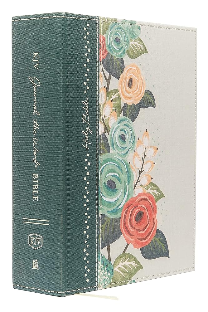 KJV Large Print Bible, Journal the Word, Reflect, Journal or Create Art Next to Your Favorite Verses (Green Cloth Over Board, Red Letter, Comfort Print: King James Version) cover image