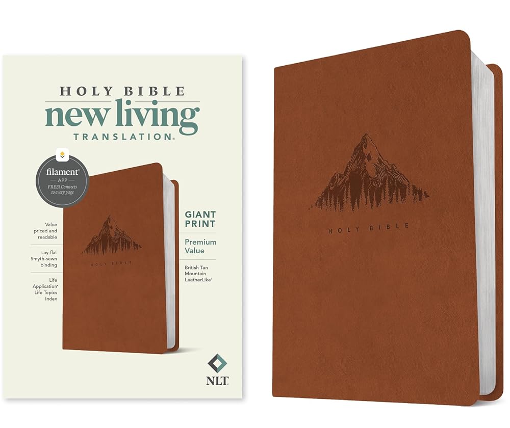 NLT Giant Print Premium Value Bible, Filament Enabled (LeatherLike, British Tan Mountain) cover image