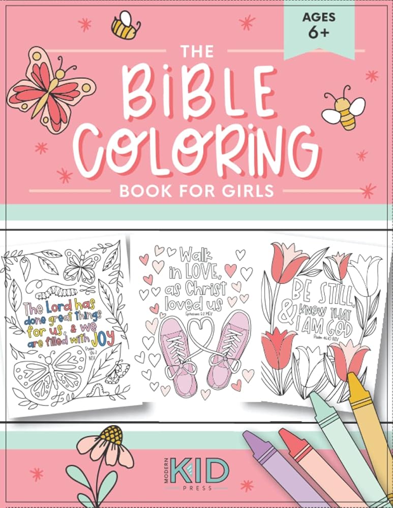 The Bible Coloring Book for Girls: Color 40 Cute Designs of Inspirational Verses & Christian Artwork cover image