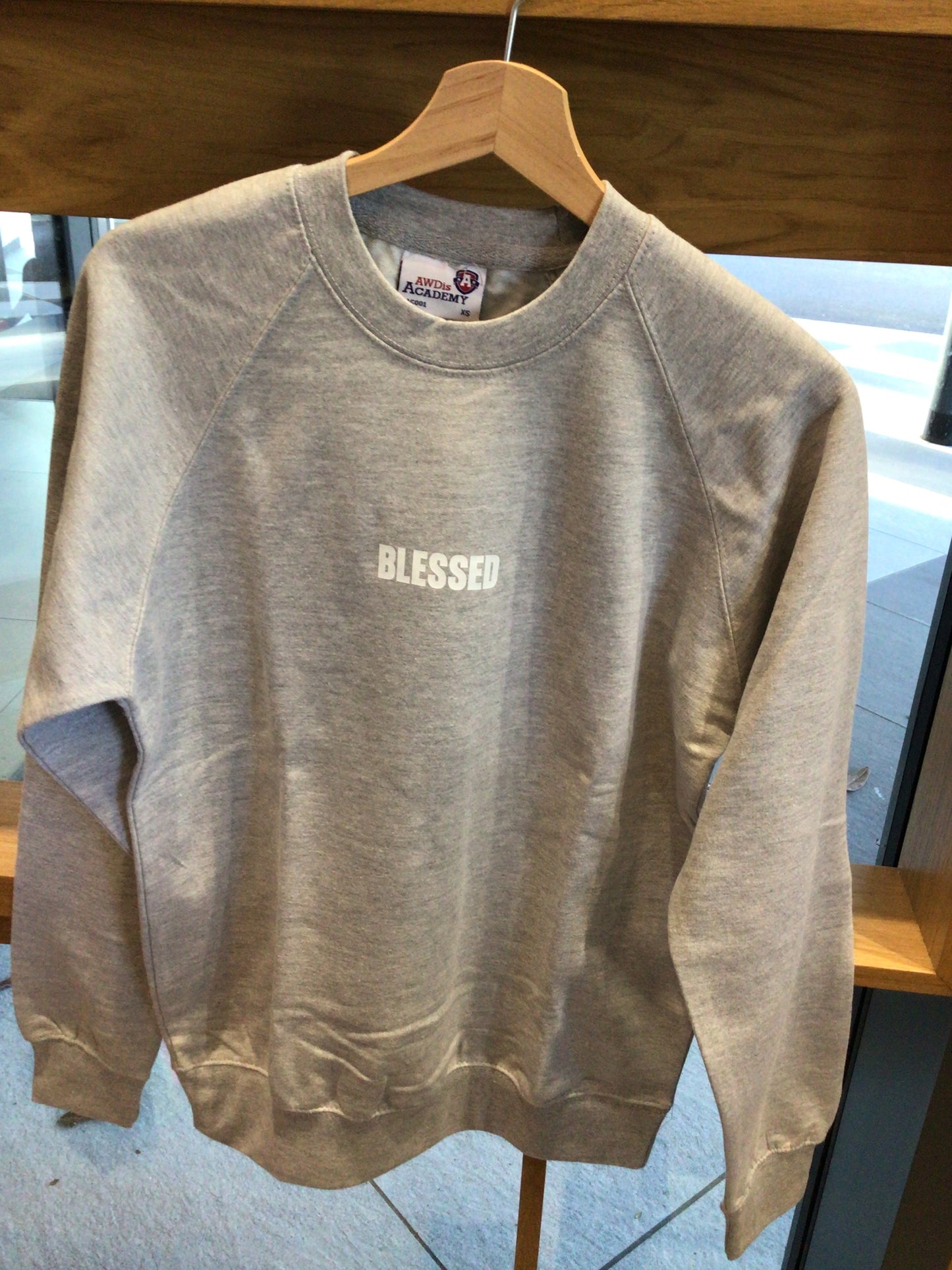 Grey sweatshirt “Blessed” XS