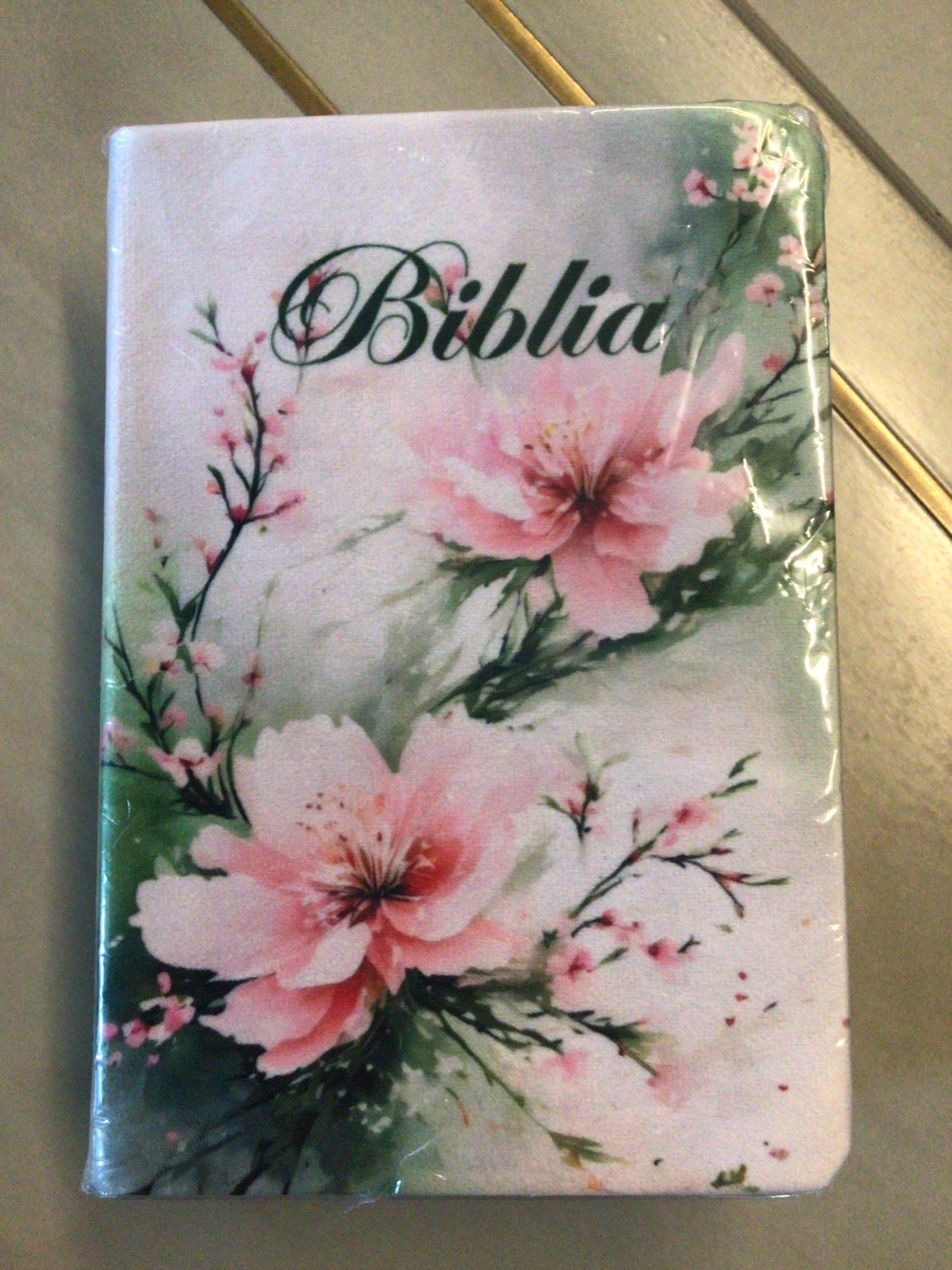 Biblia SBR handmade - Verde deschis floral