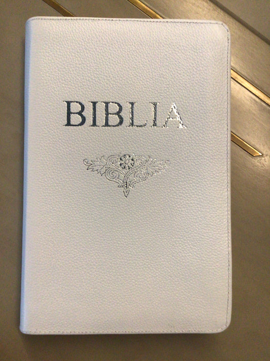 Biblia SBIR alba cu fermoar size : XL
