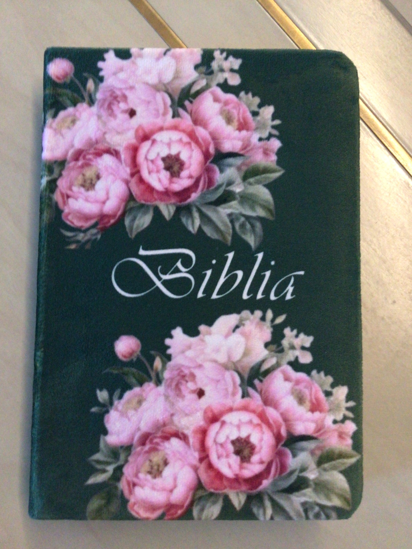 Biblia SBR handmade - Verde inchis floral