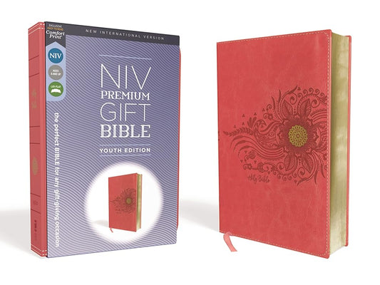 NIV, Premium Gift Bible, Youth Edition, Leathersoft, Coral, Red Letter, Comfort Print: The Perfect Bible for Any Gift-Giving Occasion cover image