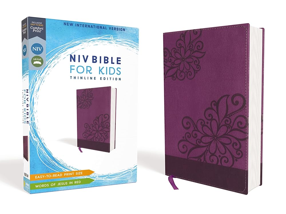 NIV, Bible for Kids, Leathersoft, Purple, Red Letter, Comfort Print: Thinline Edition cover image