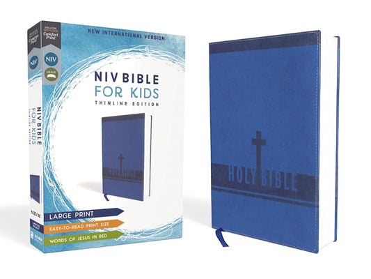 NIV, Bible for Kids, Large Print, Leathersoft, Blue, Red Letter, Comfort Print: Thinline Edition cover image