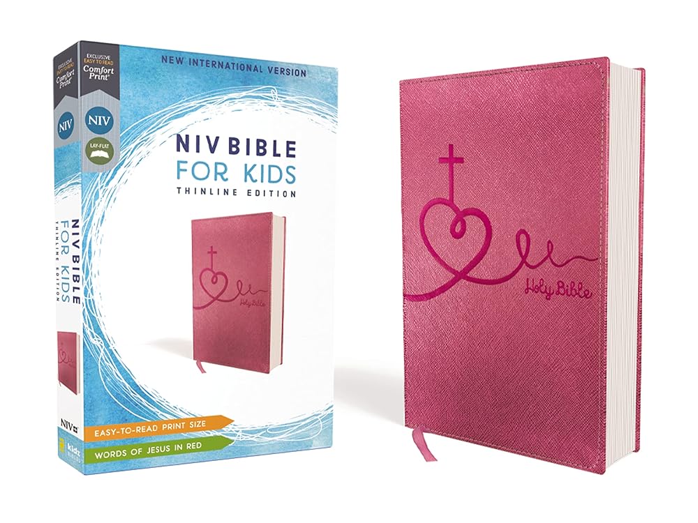 NIV, Bible for Kids, Leathersoft, Pink, Red Letter, Comfort Print: Thinline Edition cover image