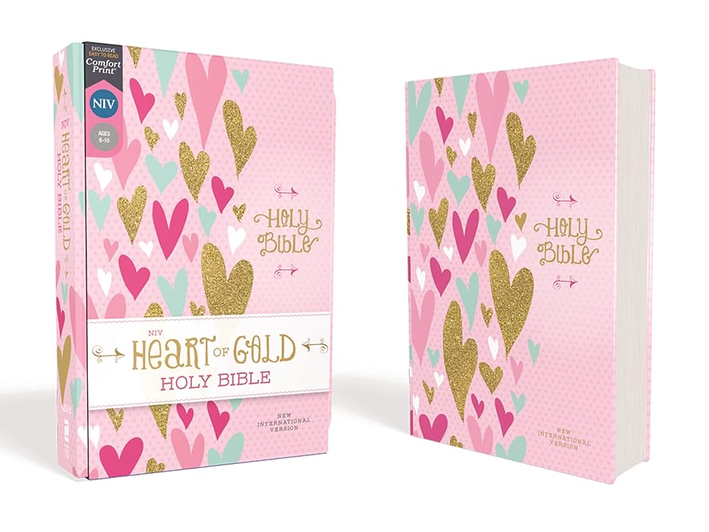 NIV, Heart of Gold Holy Bible, Hardcover, Red Letter, Comfort Print cover image