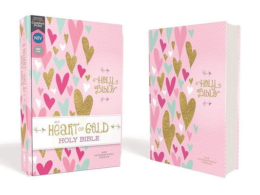 NIV, Heart of Gold Holy Bible, Hardcover, Red Letter, Comfort Print cover image