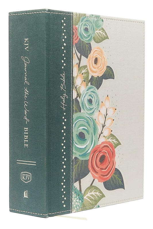 KJV Large Print Bible, Journal the Word, Reflect, Journal or Create Art Next to Your Favorite Verses (Green Cloth Over Board, Red Letter, Comfort Print: King James Version) cover image