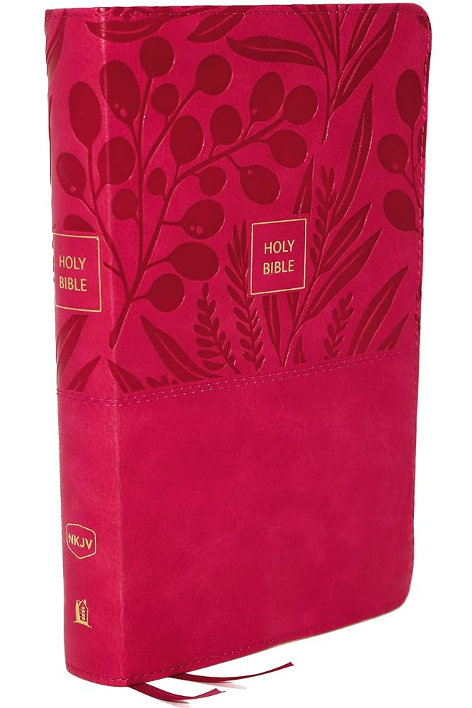 NKJV, End-of-Verse Reference Bible, Personal Size Large Print, Leathersoft, Pink, Red Letter, Comfort Print: Holy Bible, New King James Version cover image