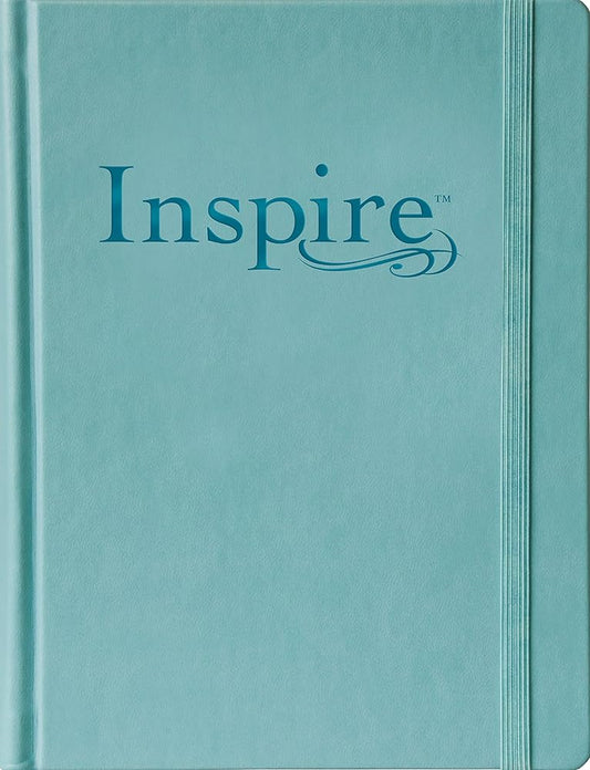 Tyndale NLT Inspire Bible (Large Print, Hardcover, Tranquil Blue): Journaling and Coloring Bible – Over 400 Scripture Illustrations to Color, Creative Bible Journal That Inspires a Connection with God cover image
