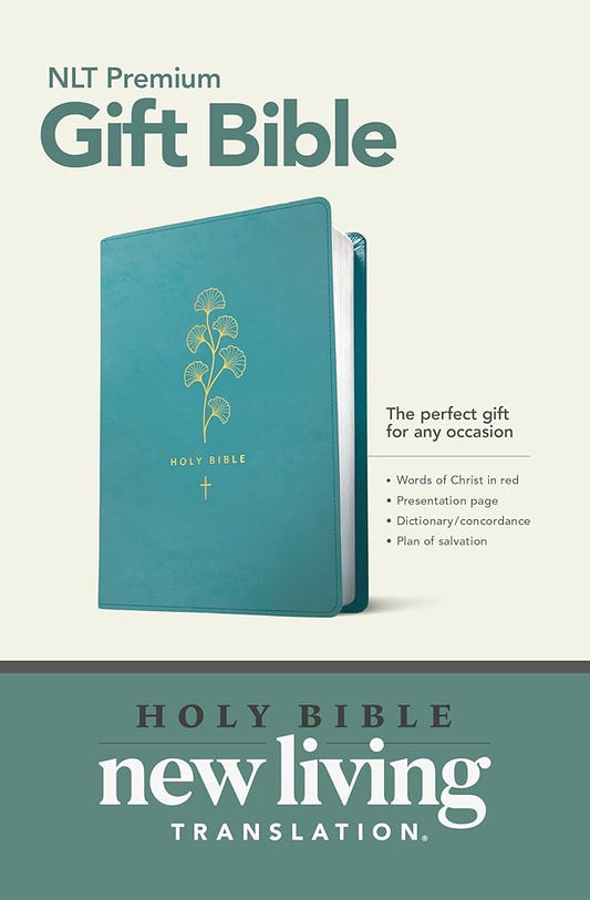 Premium Gift Bible NLT (LeatherLike, Teal Cross, Red Letter) cover image