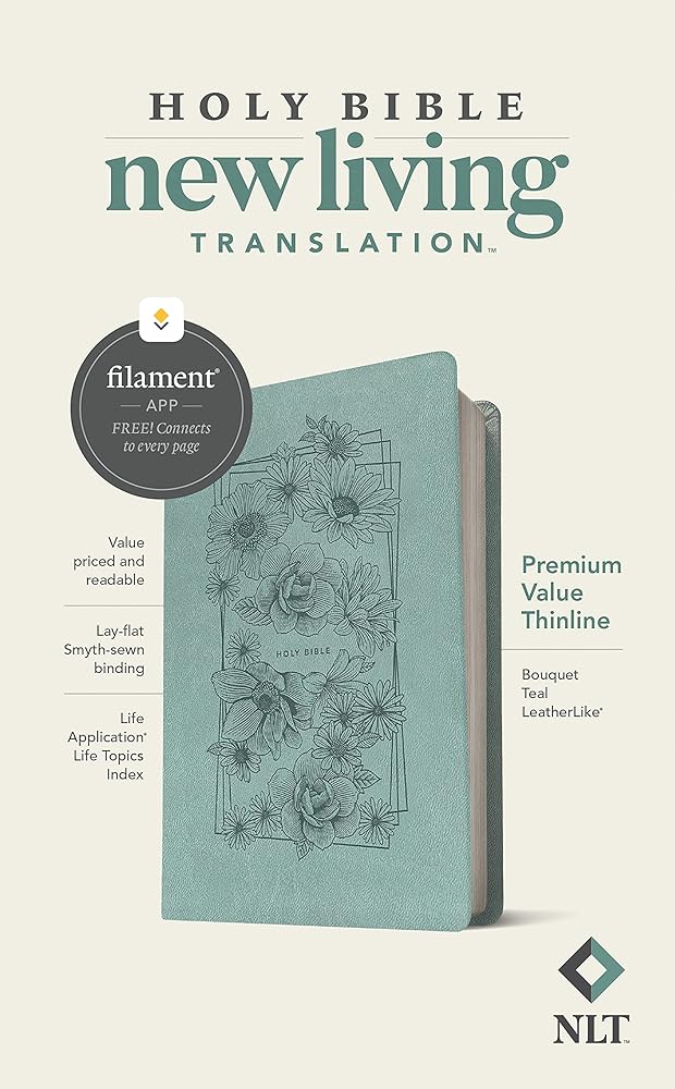 NLT Premium Value Thinline Bible, Filament Enabled (LeatherLike, Bouquet Teal) cover image