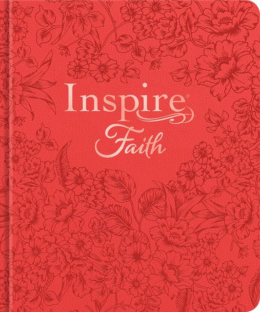 Inspire FAITH Bible NLT, Filament Enabled (Hardcover LeatherLike, Coral Blooms): The Bible for Coloring & Creative Journaling cover image