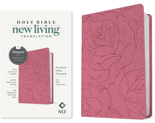 NLT Premium Value Compact Bible, Filament Enabled (LeatherLike, Pink Rose) cover image