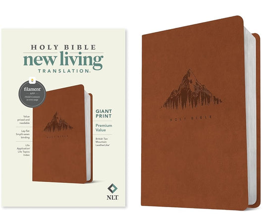 NLT Giant Print Premium Value Bible, Filament Enabled (LeatherLike, British Tan Mountain) cover image
