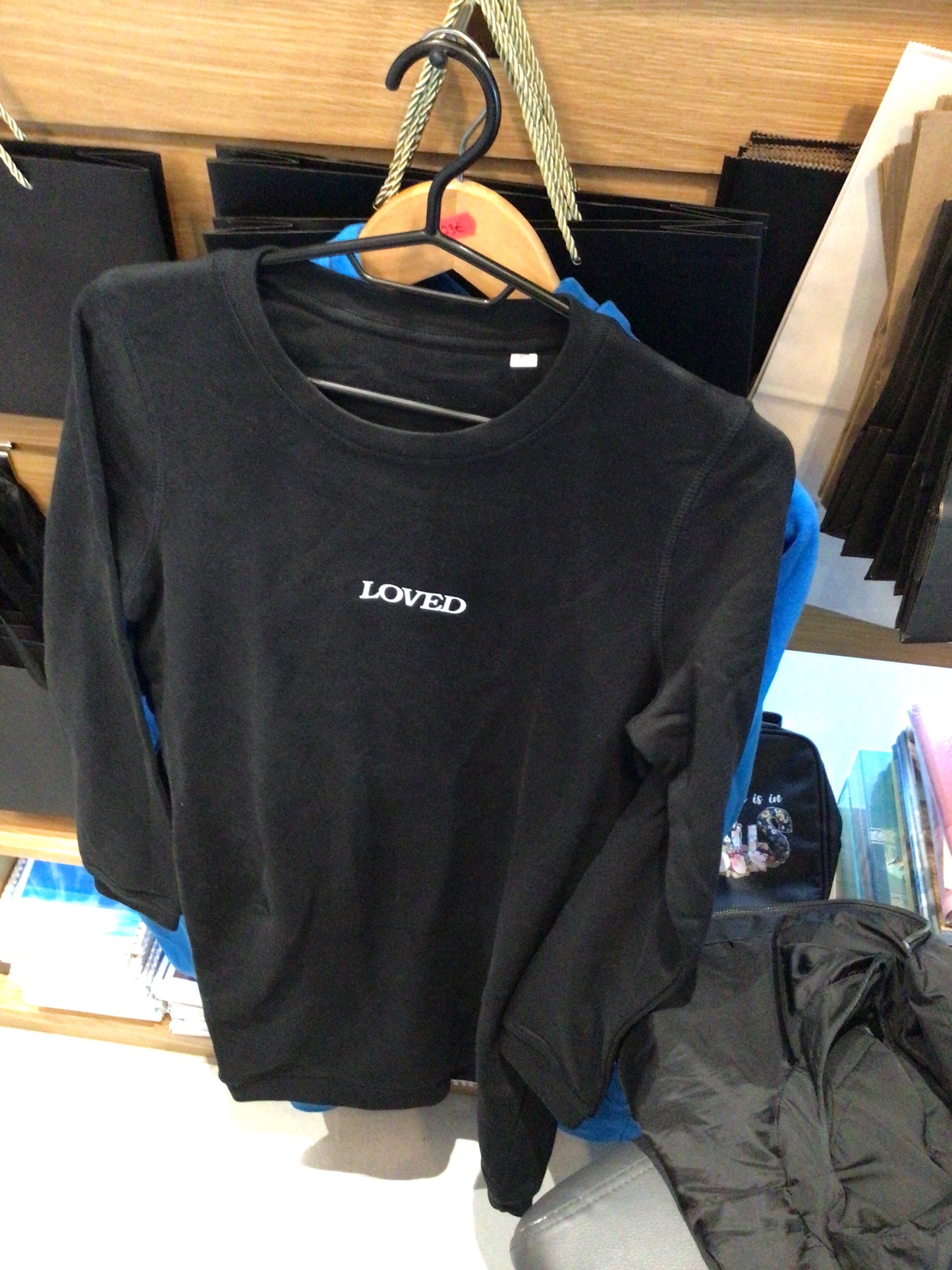 Black long ladies sweatshirt “Loved”